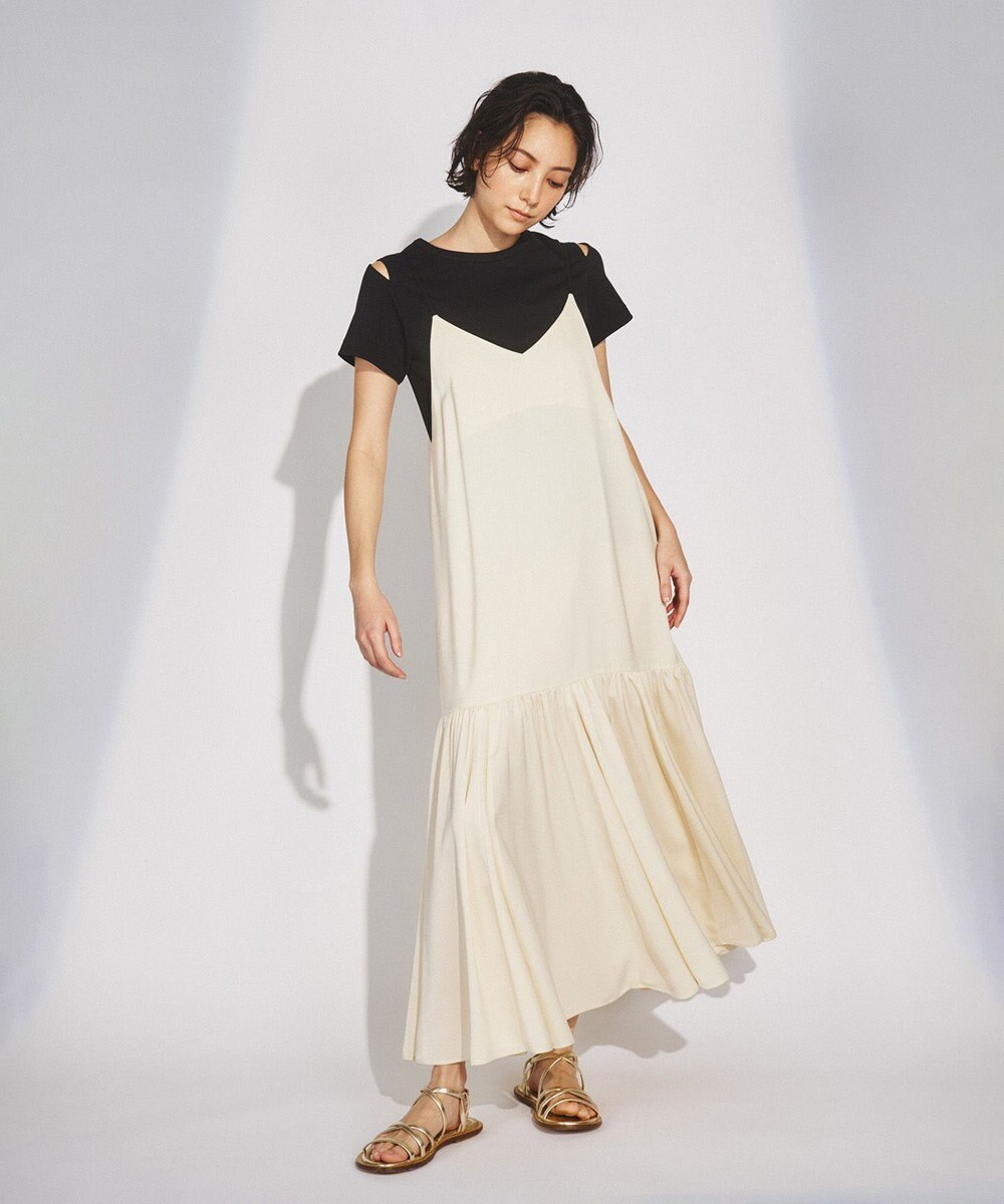 GRACE CONTINENTAL サテンフレアキャミワンピース
