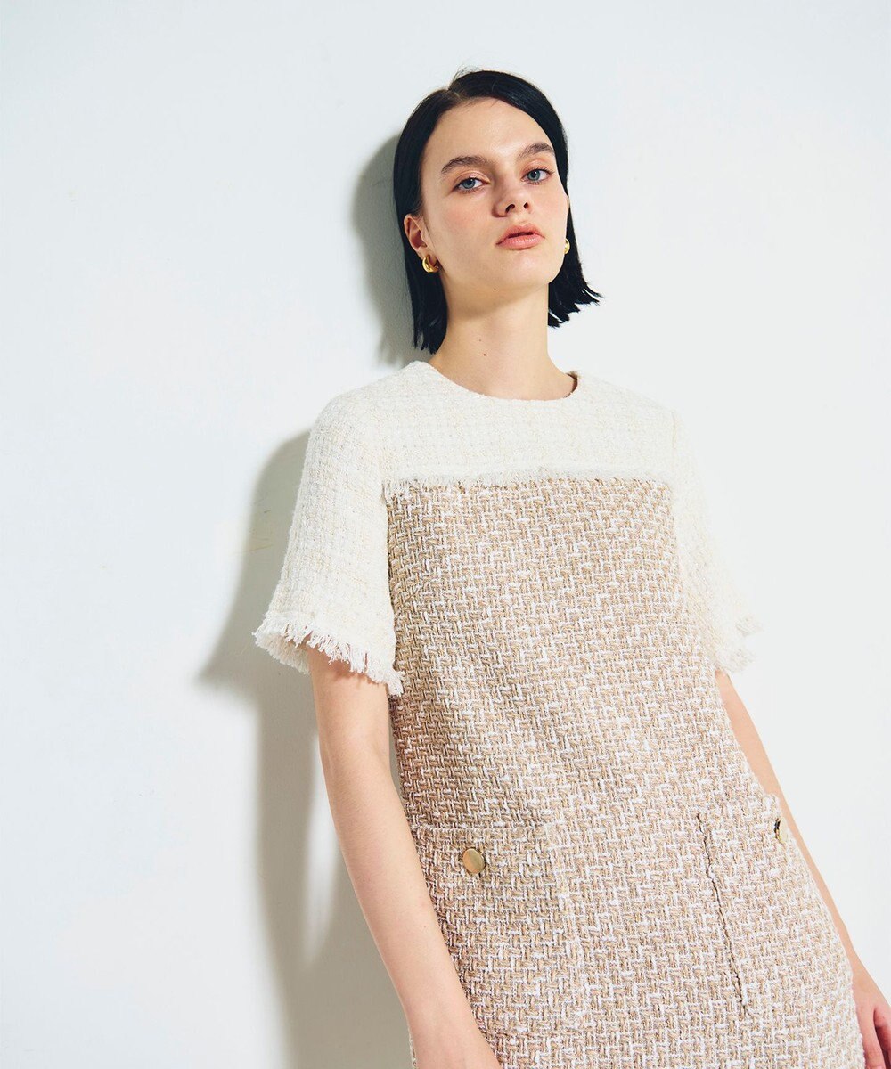 GRACE CONTINENTAL ツイードコンビミニワンピース