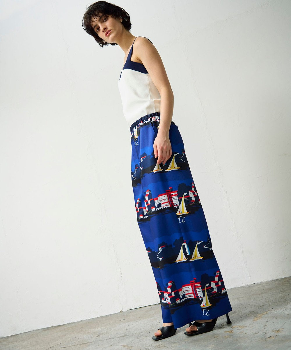 GRACE CONTINENTAL マリンプリントイージーパンツ