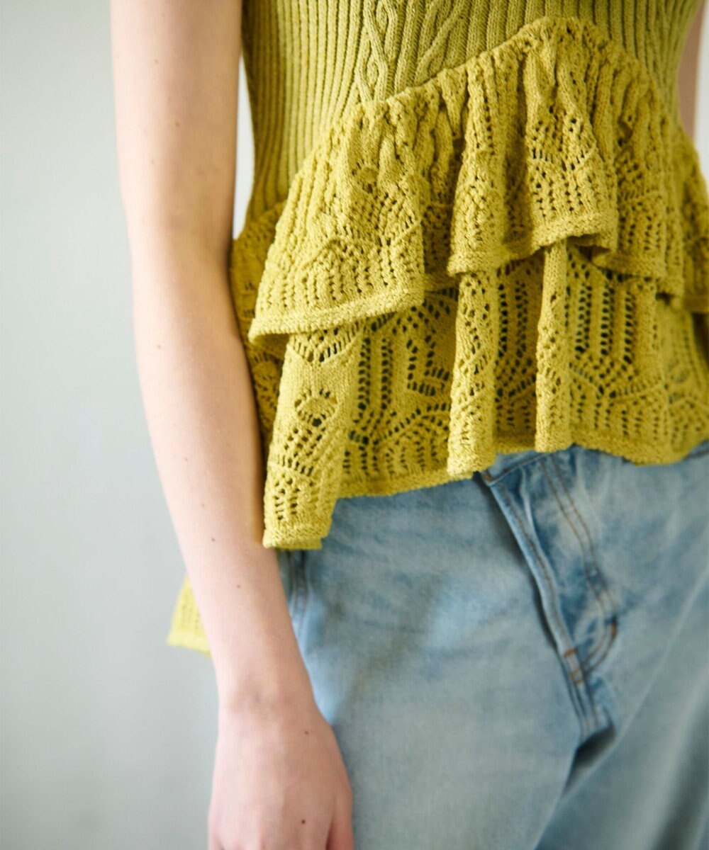 GRACE CONTINENTAL ミックスフリルニットトップ 