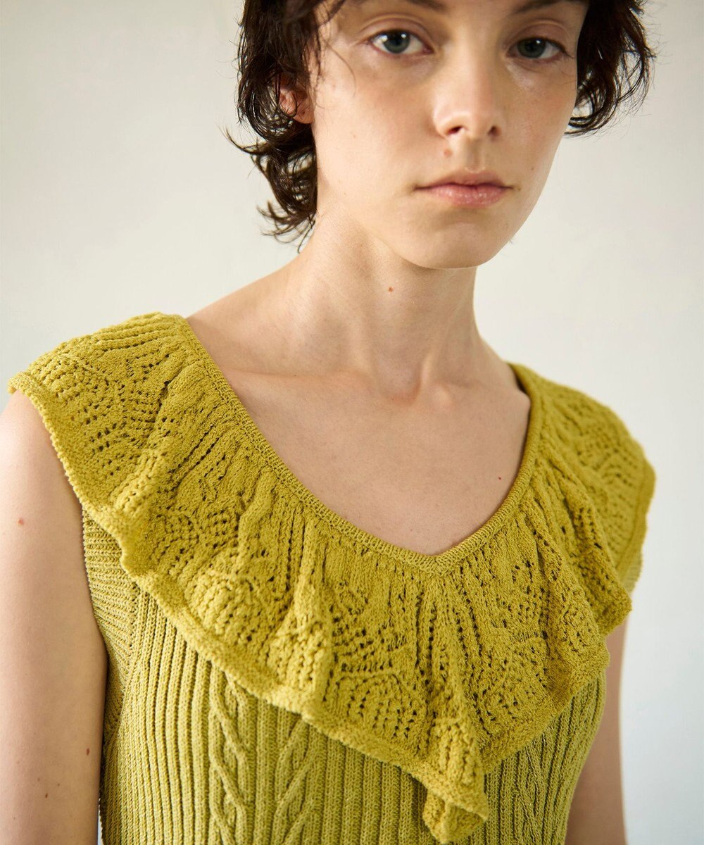 GRACE CONTINENTAL ミックスフリルニットトップ 