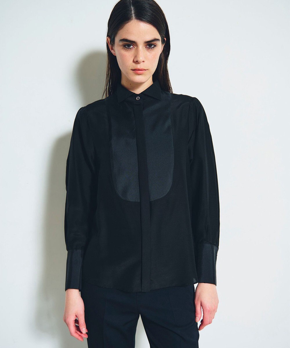 GRACE CONTINENTAL シルクコンビドレスシャツ 