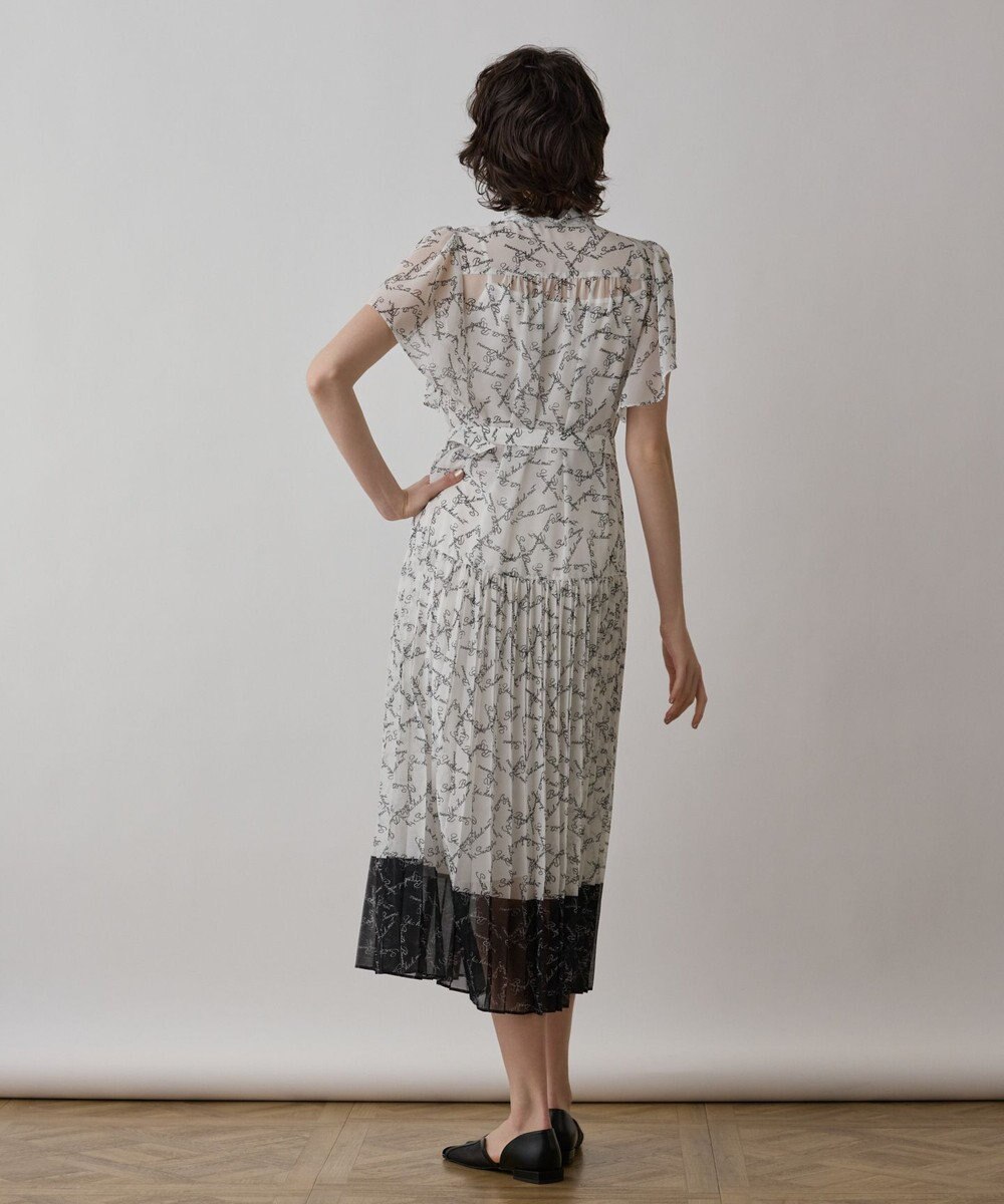 GRACE CONTINENTAL ボウタイプリーツプリントワンピース 