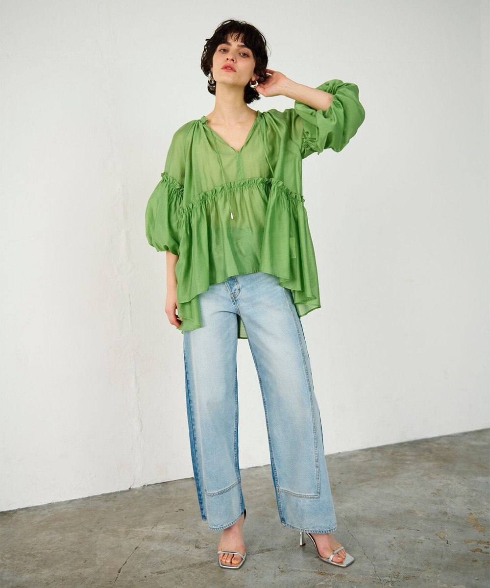 GRACE CONTINENTAL ギャザーカフタントップ