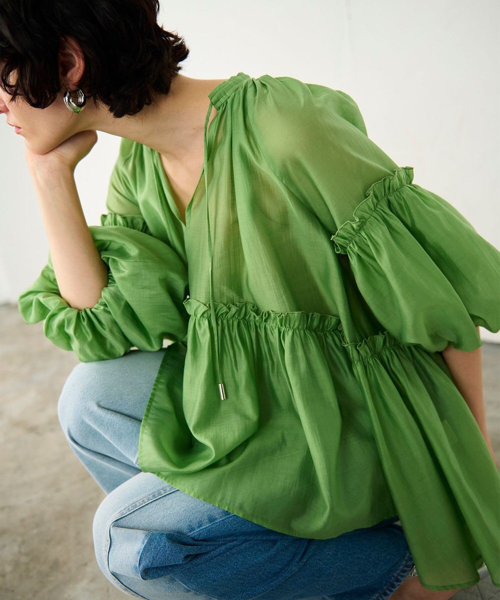 GRACE CONTINENTAL ギャザーカフタントップ