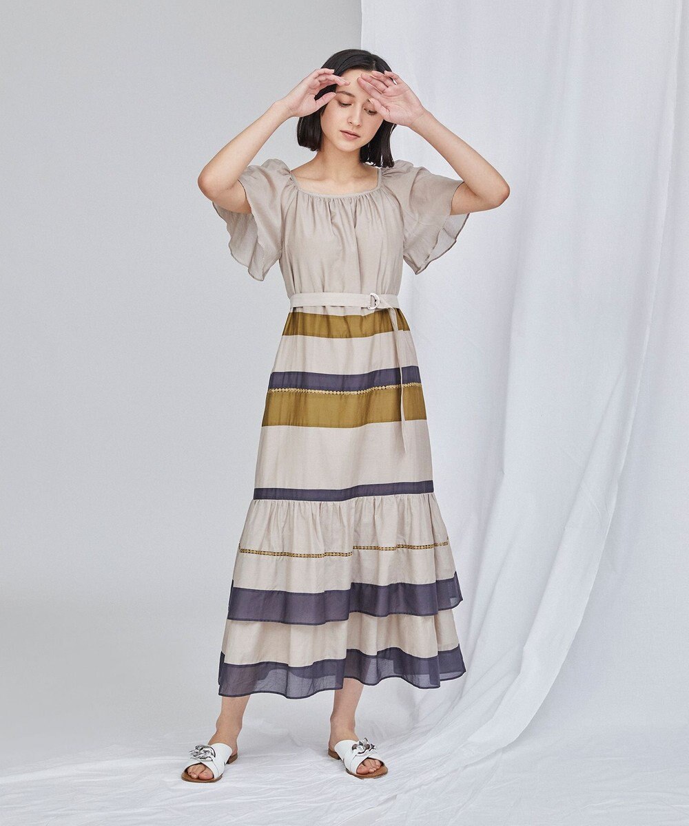 シルク綿配色ワンピース Grace Continental Grace Continental グレースコンチネンタル 通販 シルク綿配色ワンピース Grace Continental Grace Continental グレースコンチネンタル 通販