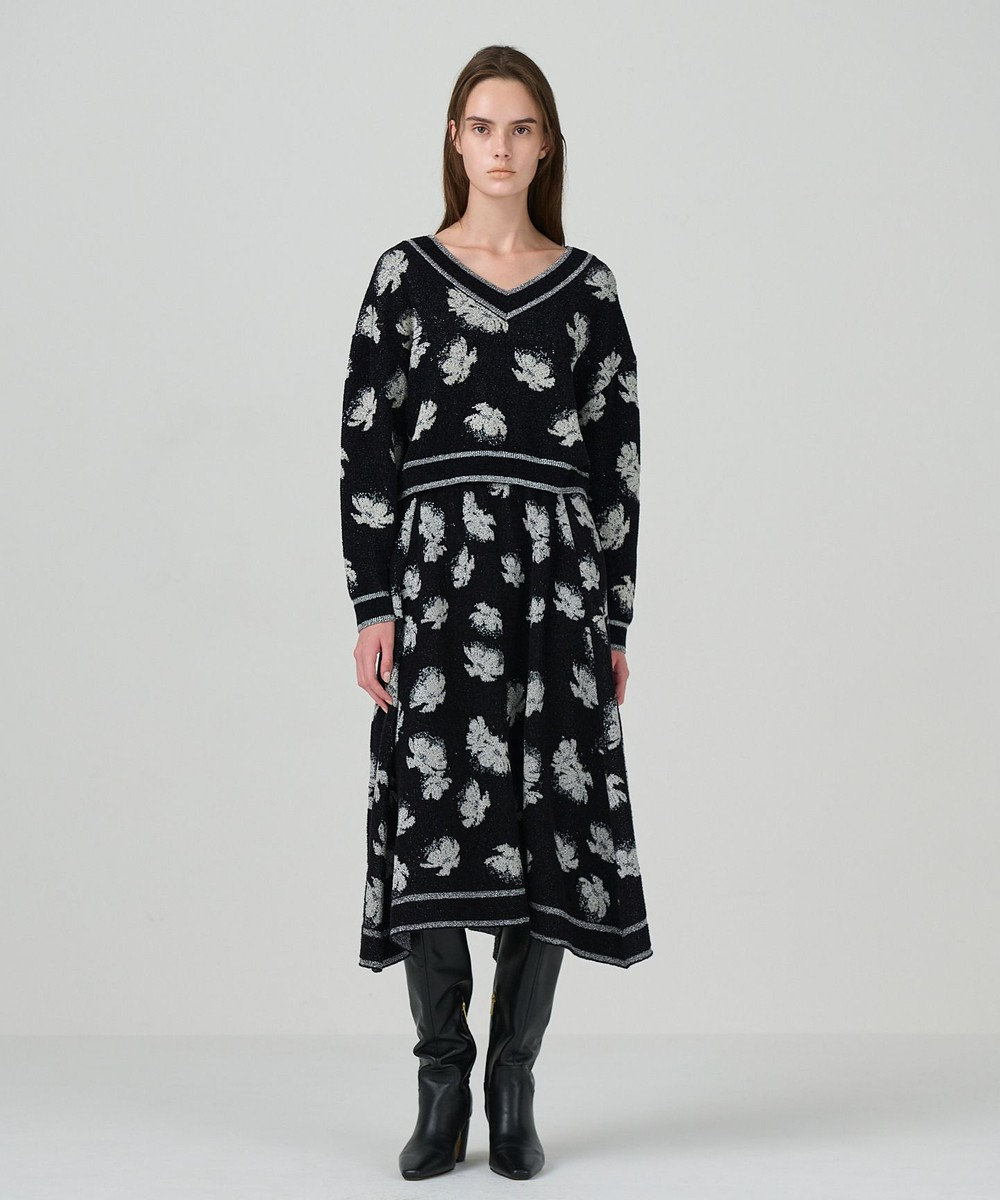 GRACE CONTINENTAL ラメフローラルニットスカート