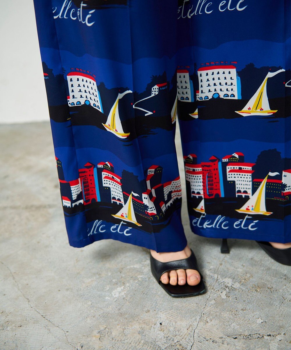 GRACE CONTINENTAL マリンプリントイージーパンツ 