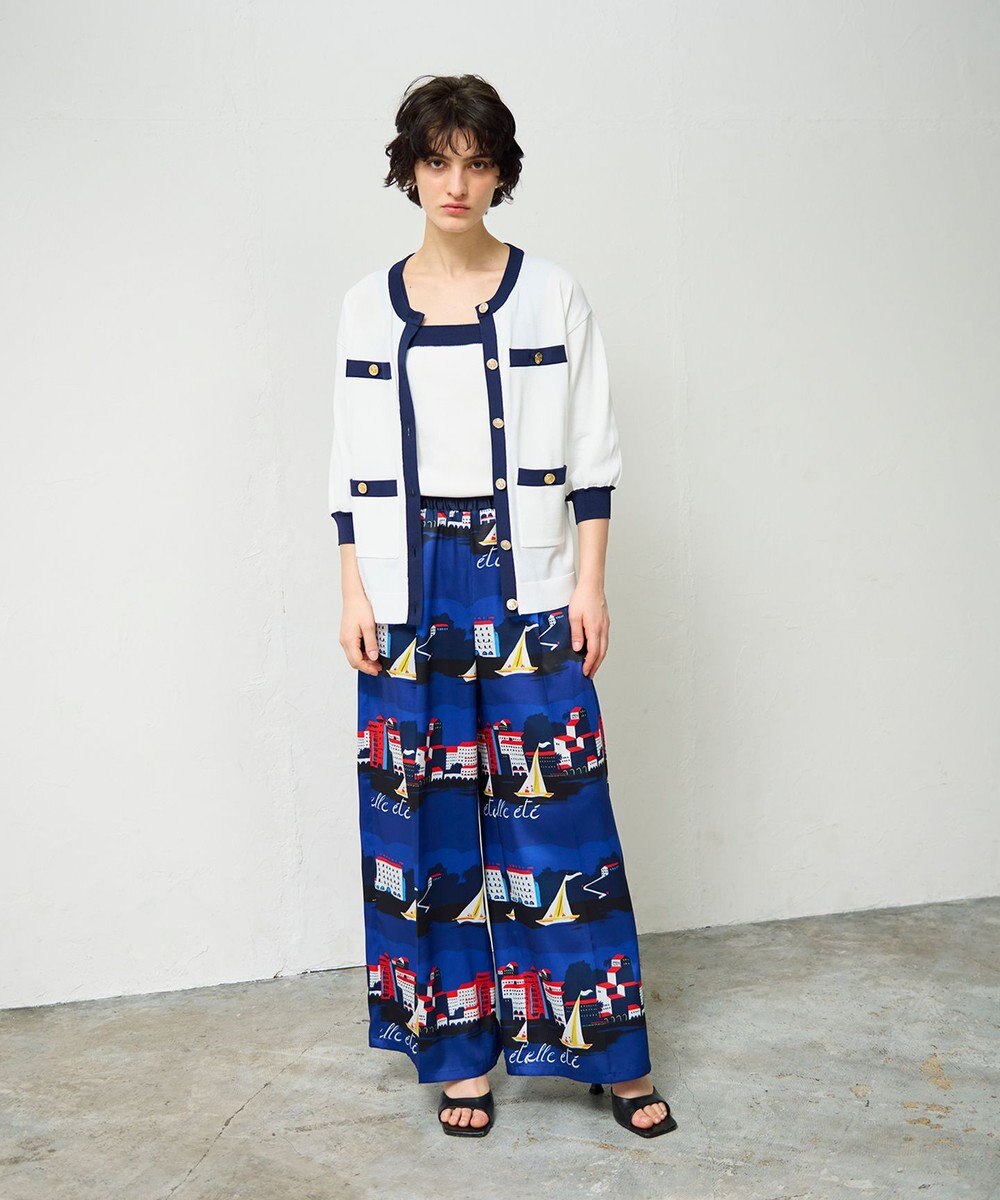 GRACE CONTINENTAL マリンプリントイージーパンツ 