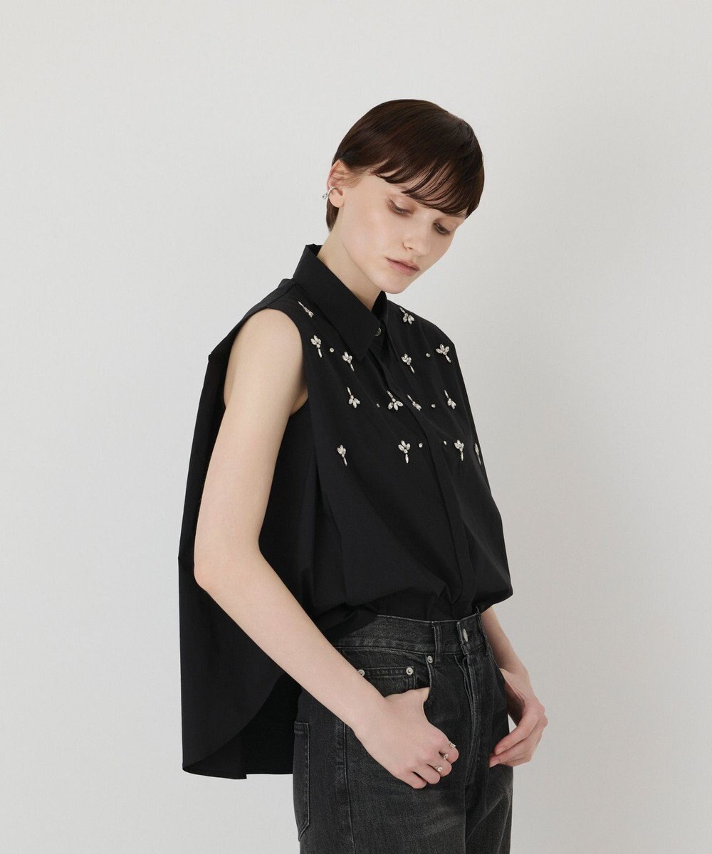 GRACE CONTINENTAL ビジューノースリーブシャツ 