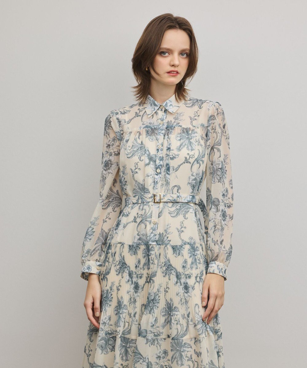 GRACE CONTINENTAL フラワープリントプリーツワンピース 