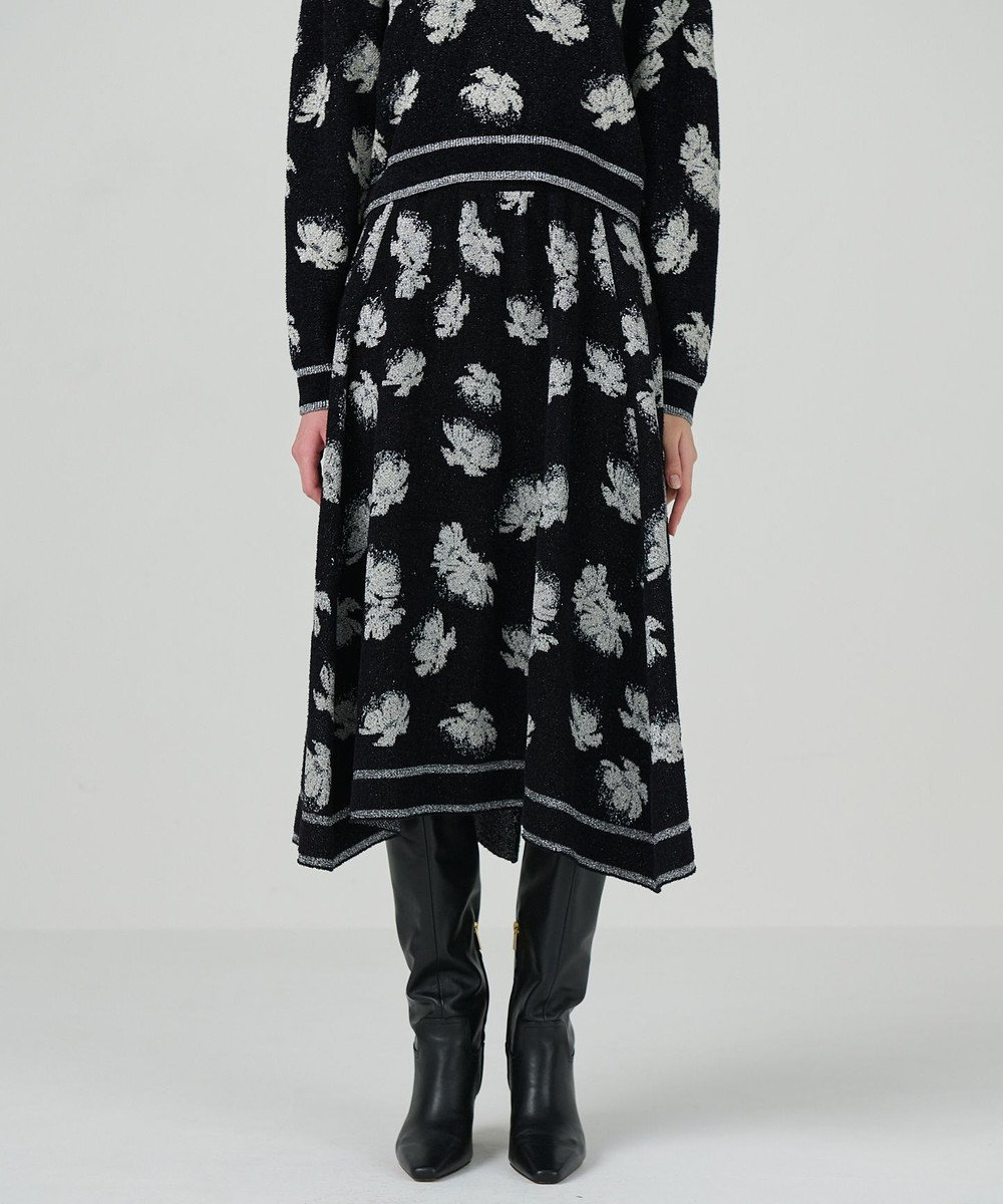 GRACE CONTINENTAL ラメフローラルニットスカート