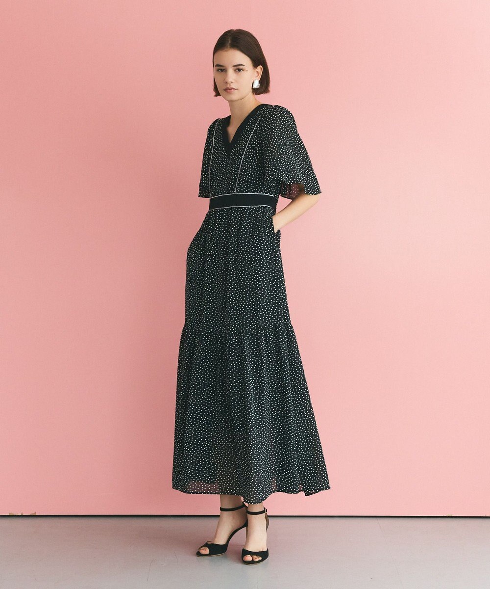 GRACE CONTINENTAL ドットフレアスリーブマキシ 