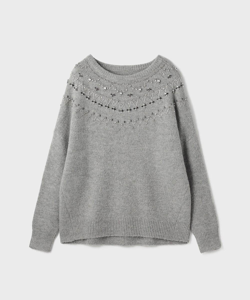 GRACE CONTINENTAL フェアアイル刺繍ニットトップ 