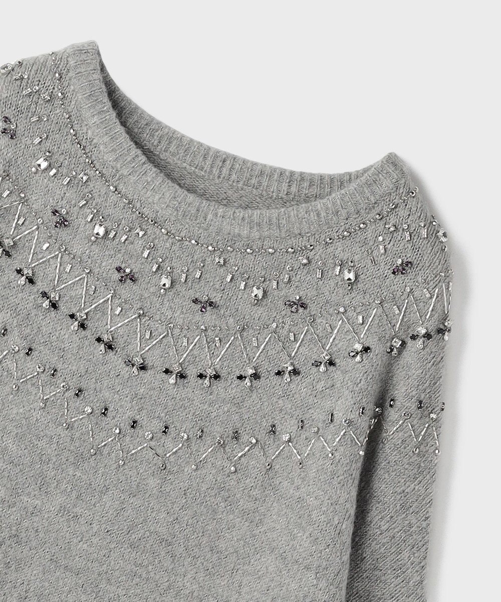 GRACE CONTINENTAL フェアアイル刺繍ニットトップ 