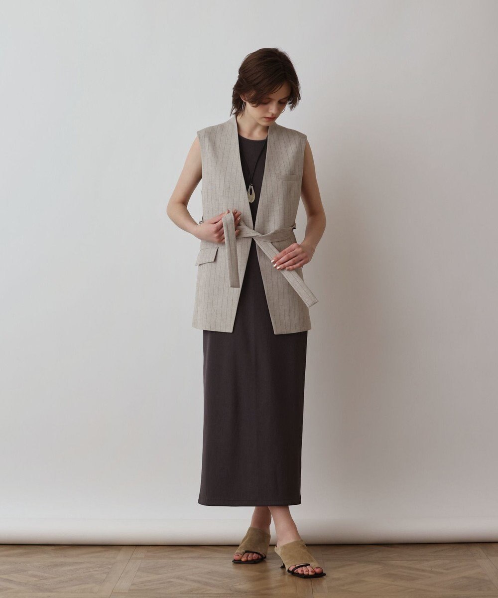 GRACE CONTINENTAL ストライプノーカラージレ 