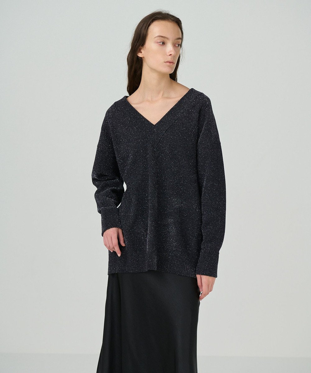 GRACE CONTINENTAL ラメVネックニットトップ