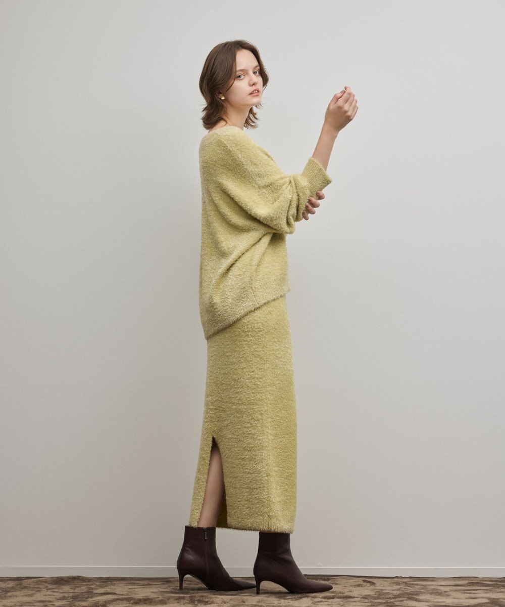 GRACE CONTINENTAL ラメフェザーニットトップ 