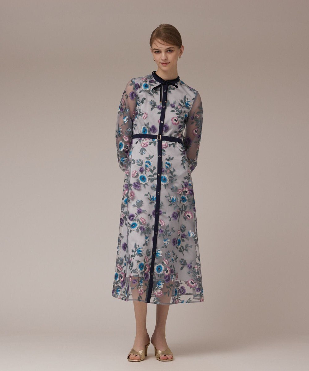 GRACE CONTINENTAL マルチ刺繍フレアワンピース 