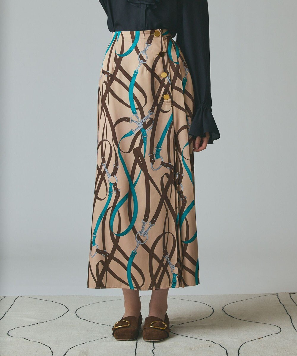 GRACE CONTINENTAL ベルトプリントアシメプリーツスカート 