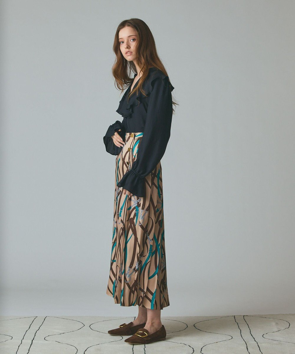 GRACE CONTINENTAL ベルトプリントアシメプリーツスカート 