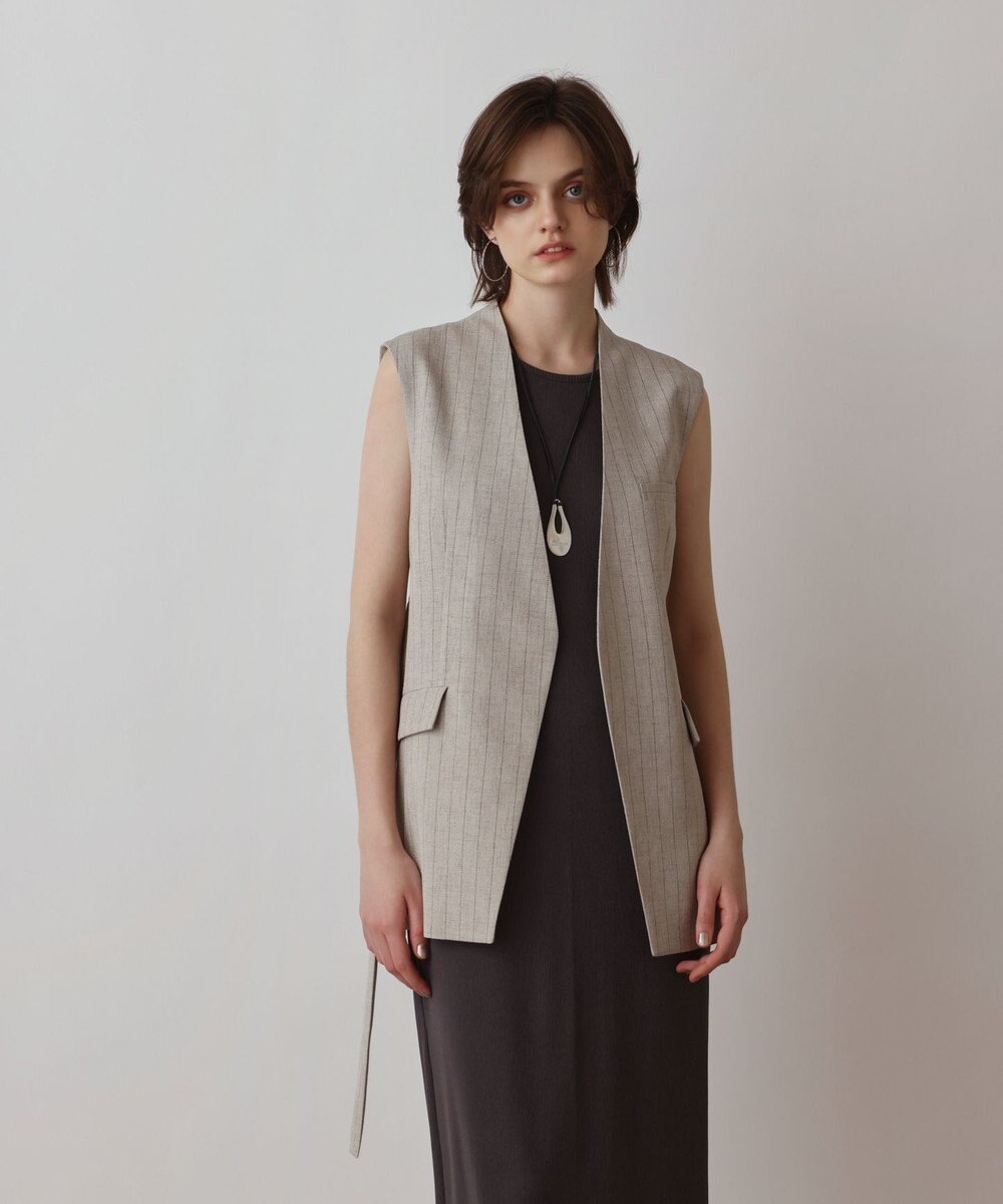 GRACE CONTINENTAL ストライプノーカラージレ 