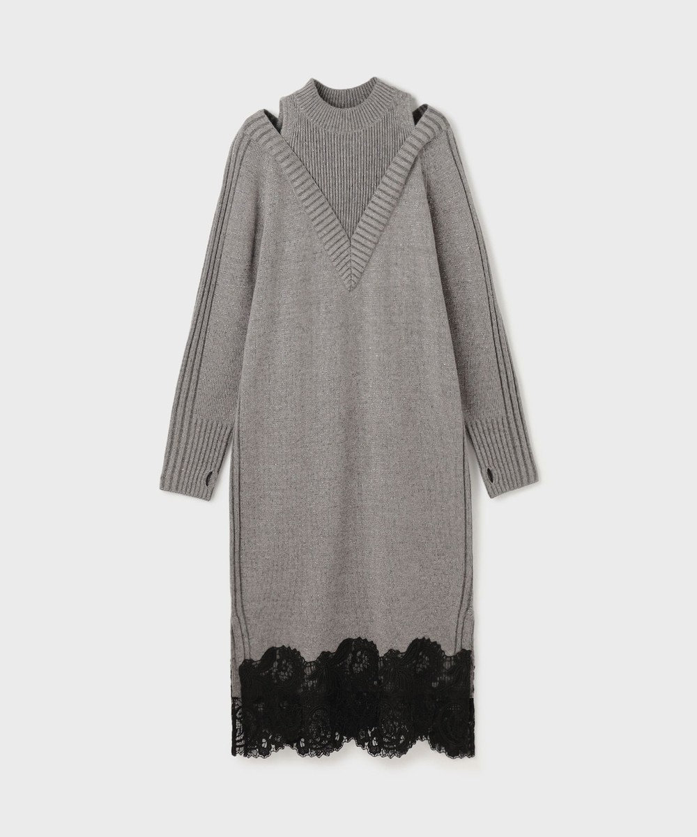 GRACE CONTINENTAL レイヤードレースニットワンピース