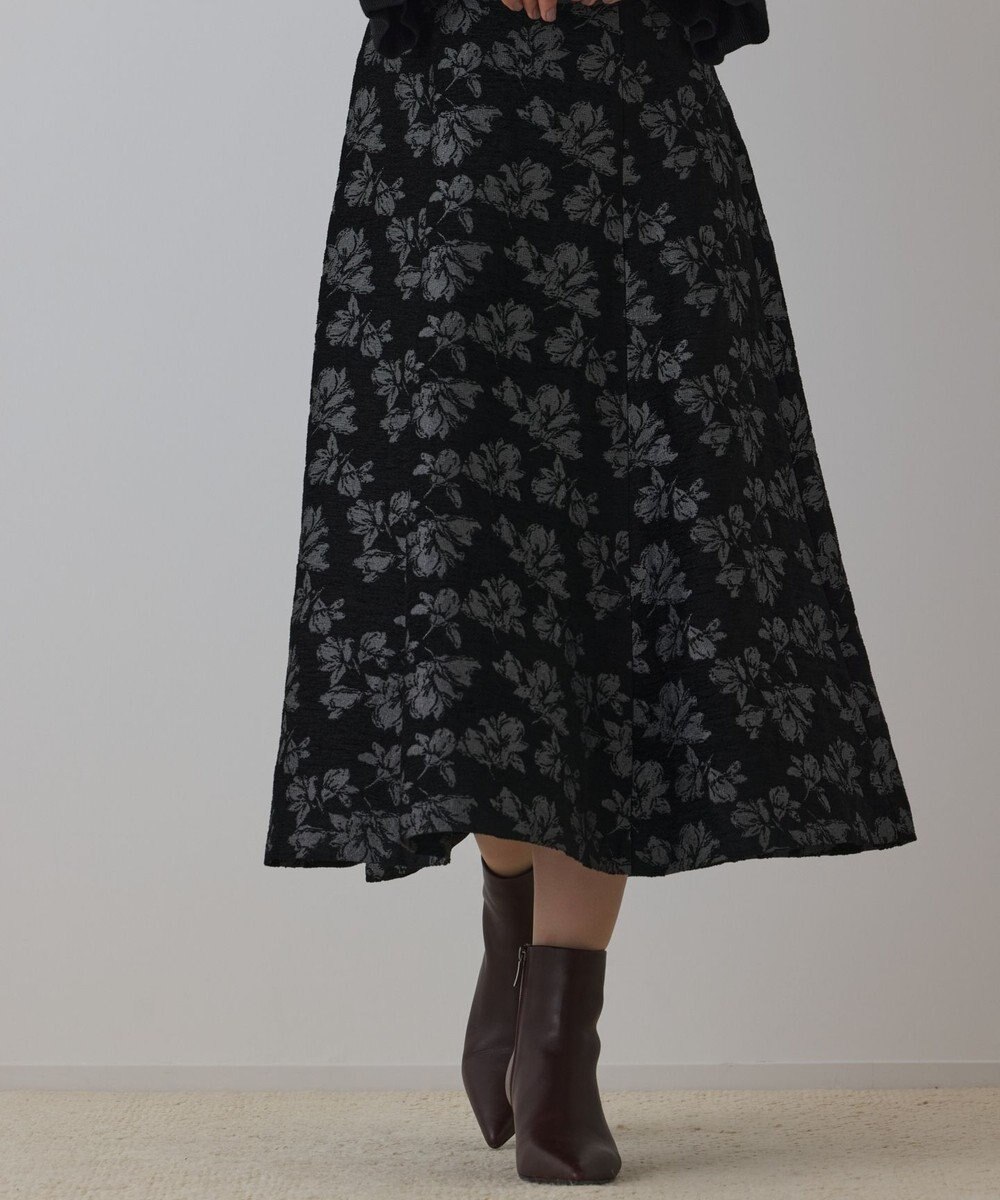 GRACE CONTINENTAL ラメフラワージャガードフレアスカート 