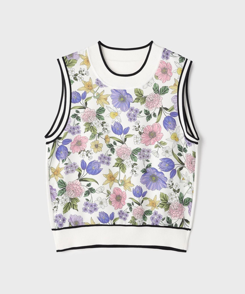 GRACE CONTINENTAL フラワープリントニットトップ 