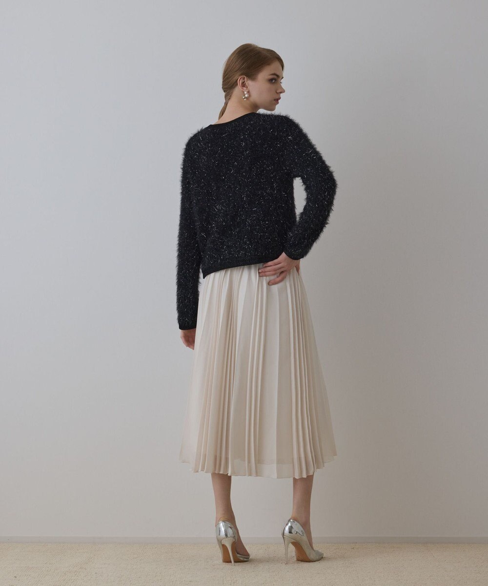 GRACE CONTINENTAL ノーカラーフェザーニットカーディガン 