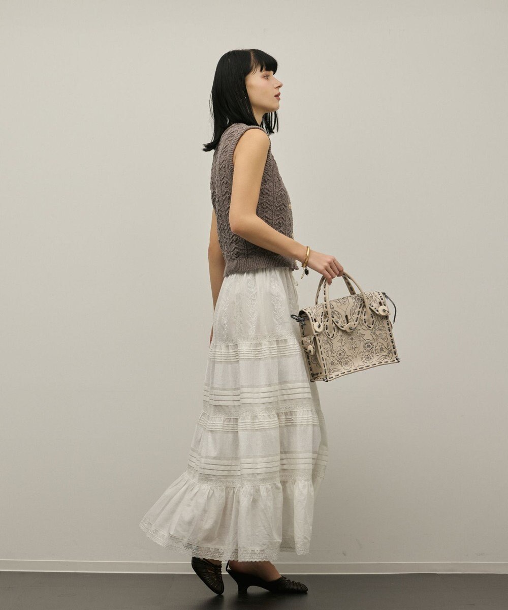 GRACE CONTINENTAL ピンタックティアードスカート 