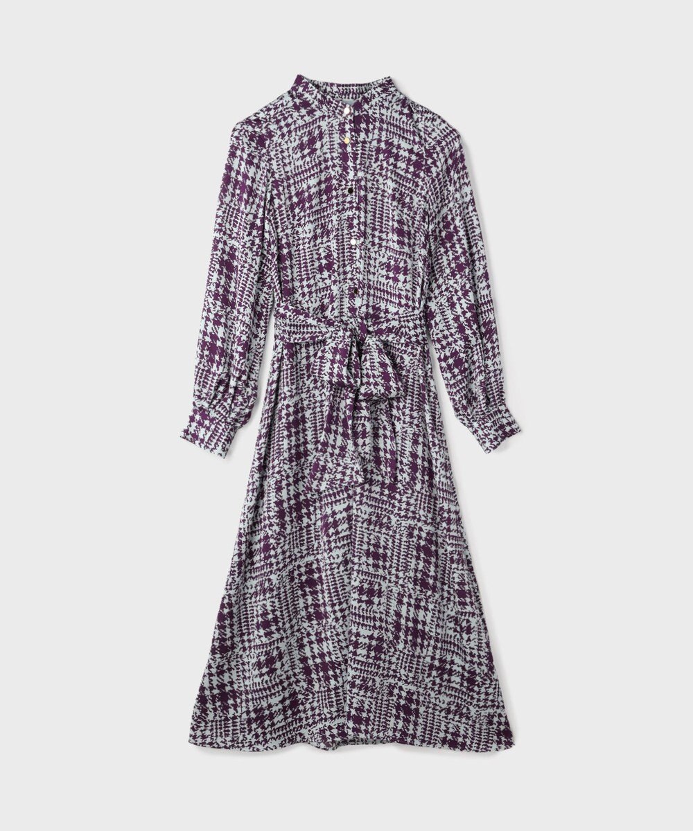 GRACE CONTINENTAL チェックプリントボウ付ワンピース 