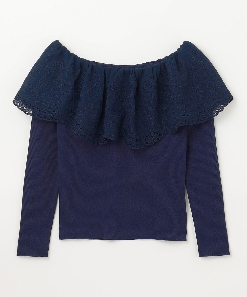 GRACE CONTINENTAL カットワークリブニットトップ 