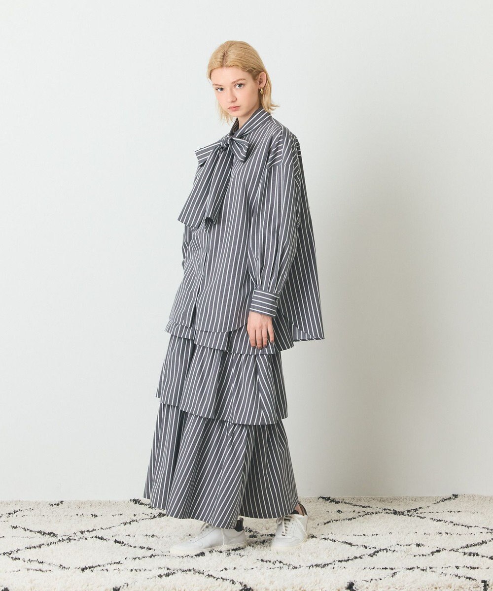 GRACE CONTINENTAL ストライプビッグボウブラウス 