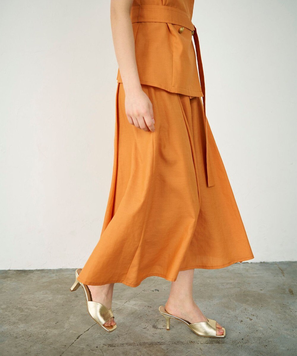 GRACE CONTINENTAL リネンタッチタックフレアスカート 