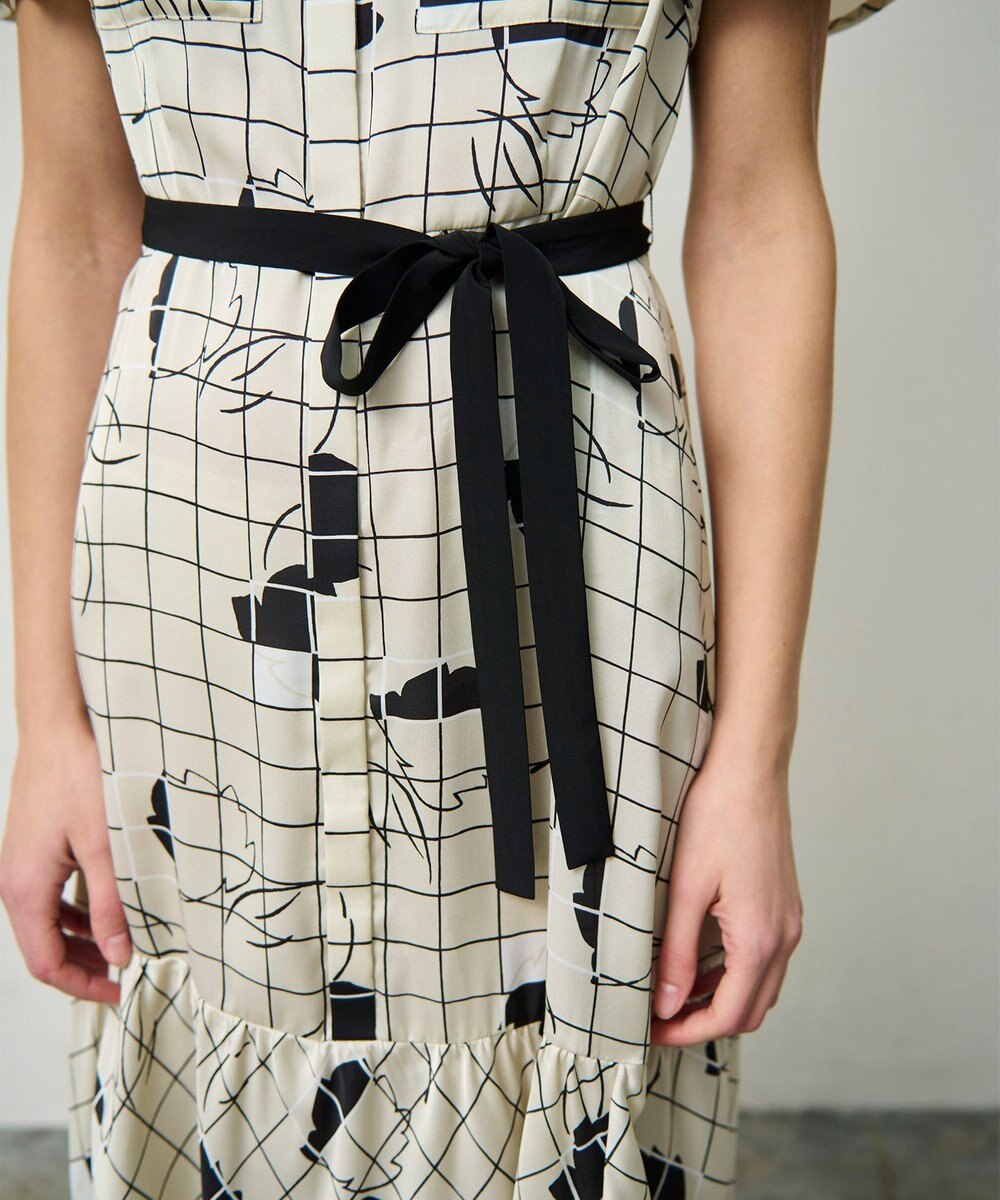 GRACE CONTINENTAL ラインフラワーシャツドレス 