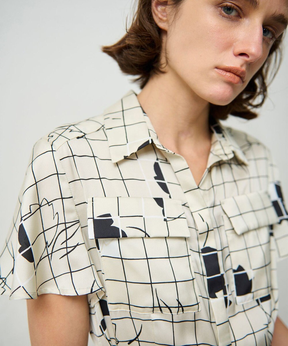 GRACE CONTINENTAL ラインフラワーシャツドレス 