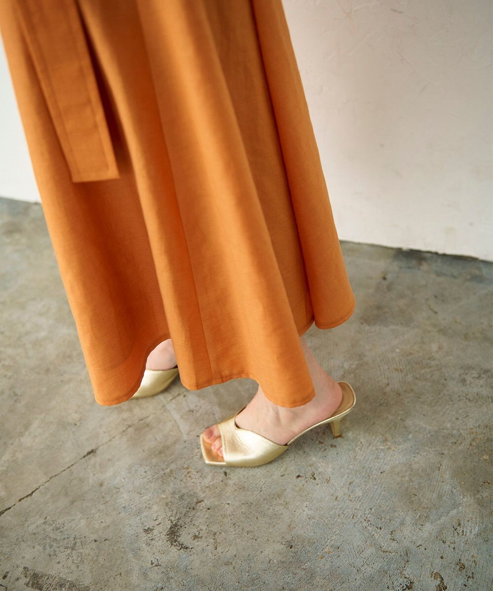 GRACE CONTINENTAL リネンタッチタックフレアスカート 