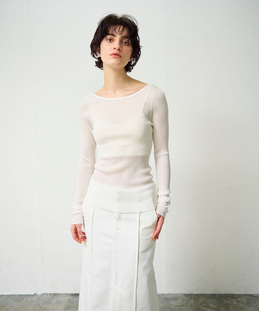 GRACE CONTINENTAL ラメシアーリブニットトップ