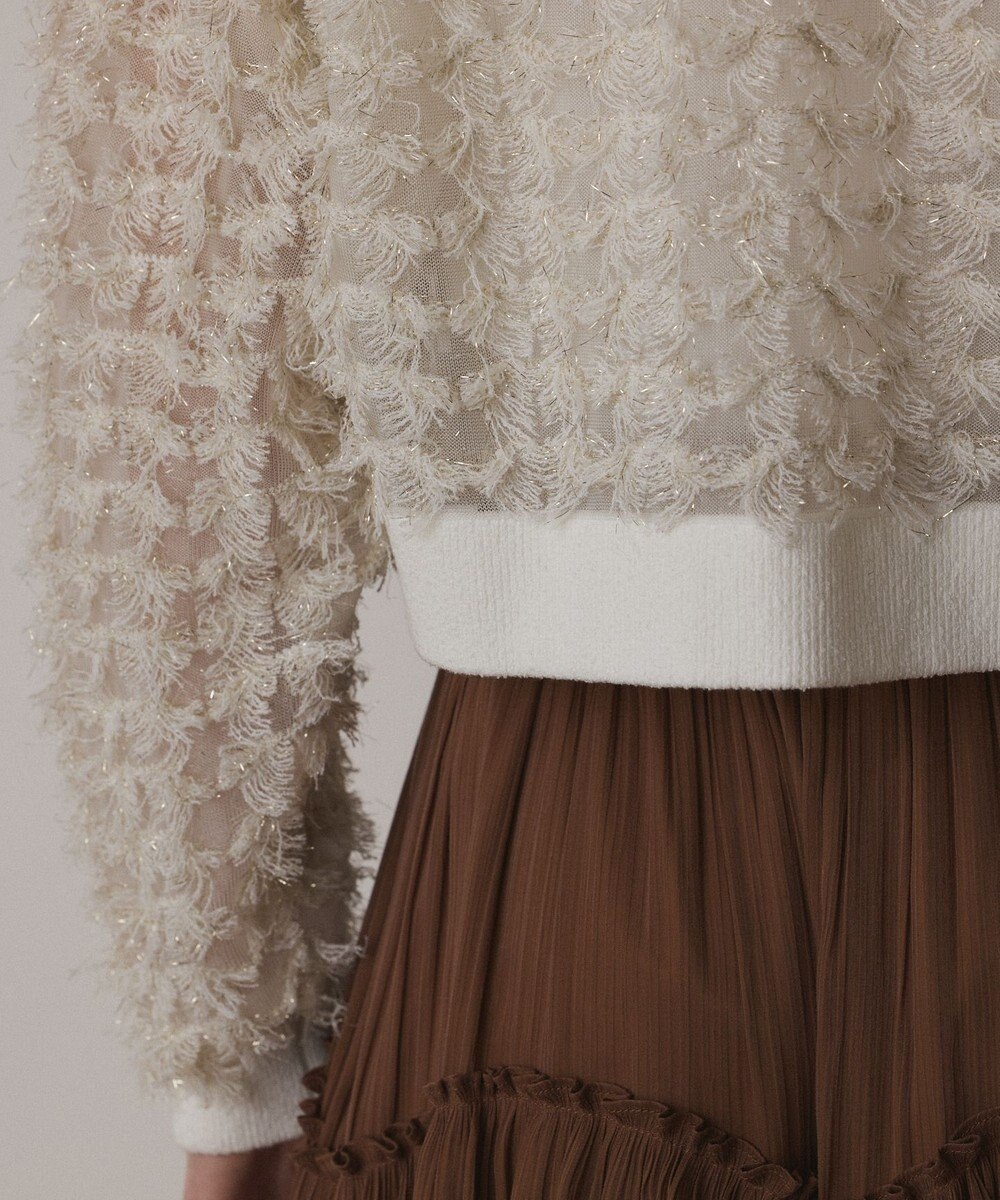 GRACE CONTINENTAL フリンジニットzipカーディガン 