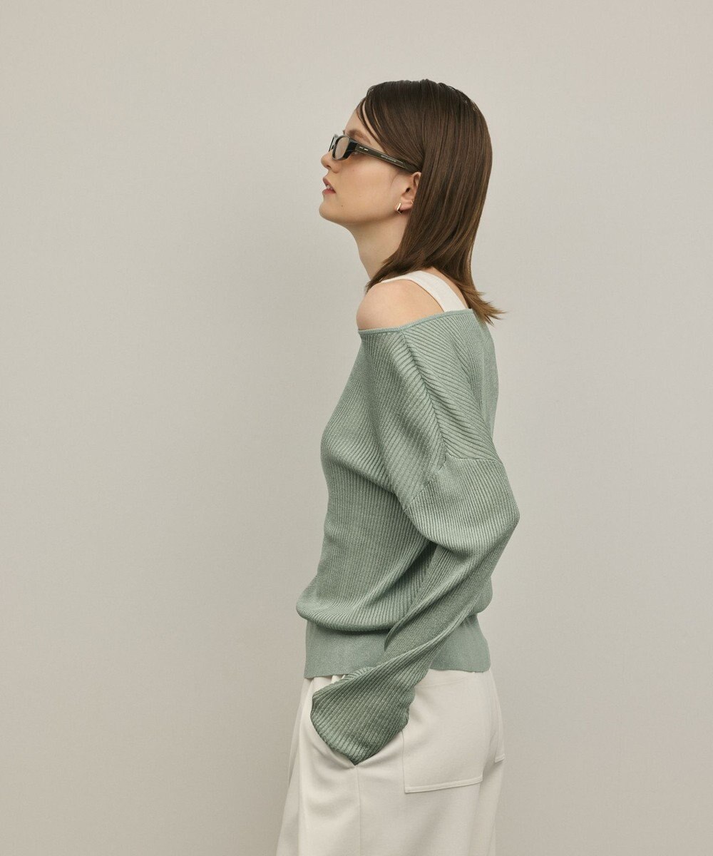 GRACE CONTINENTAL ラメリブクルーニットトップ 