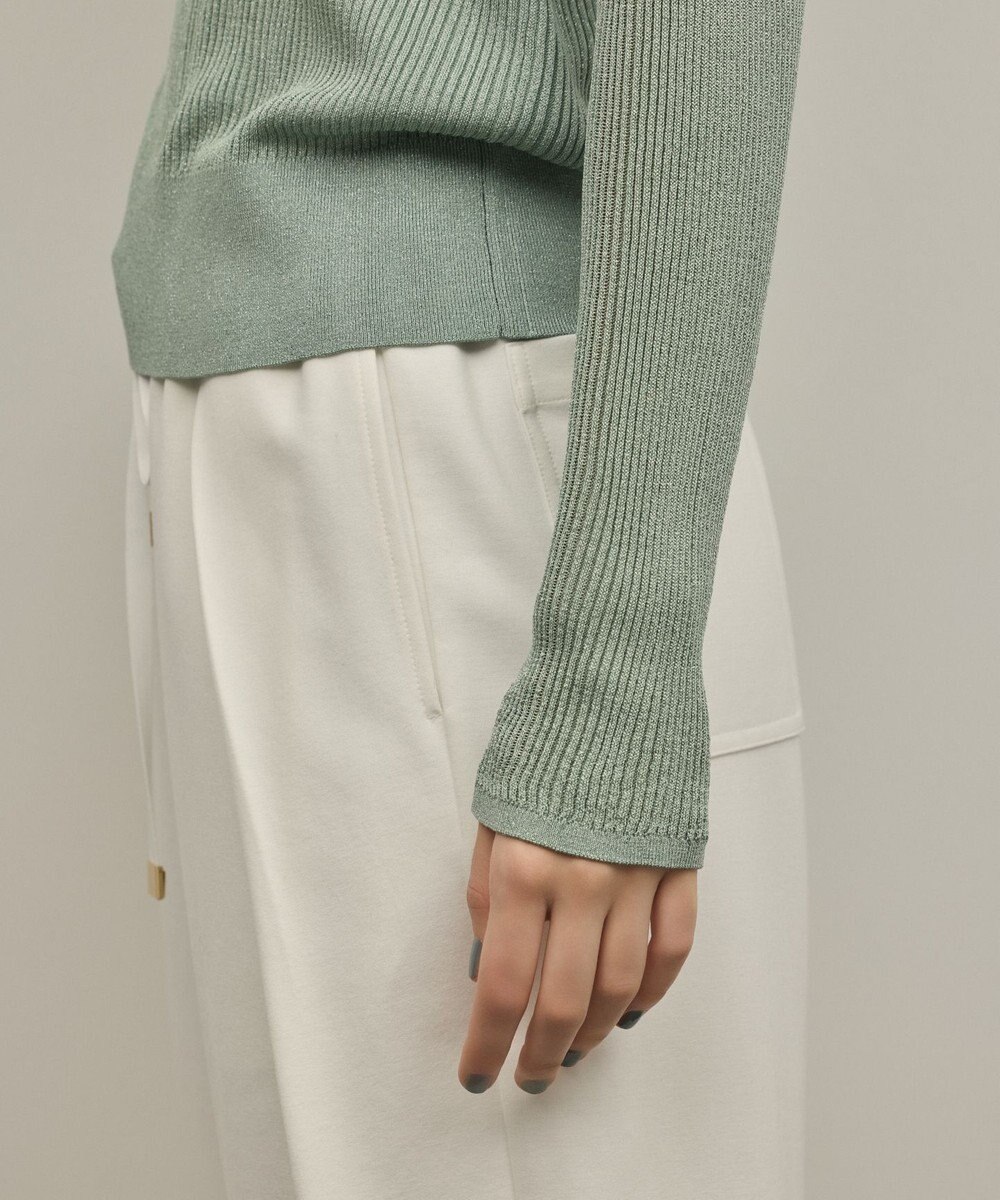 GRACE CONTINENTAL ラメリブクルーニットトップ 