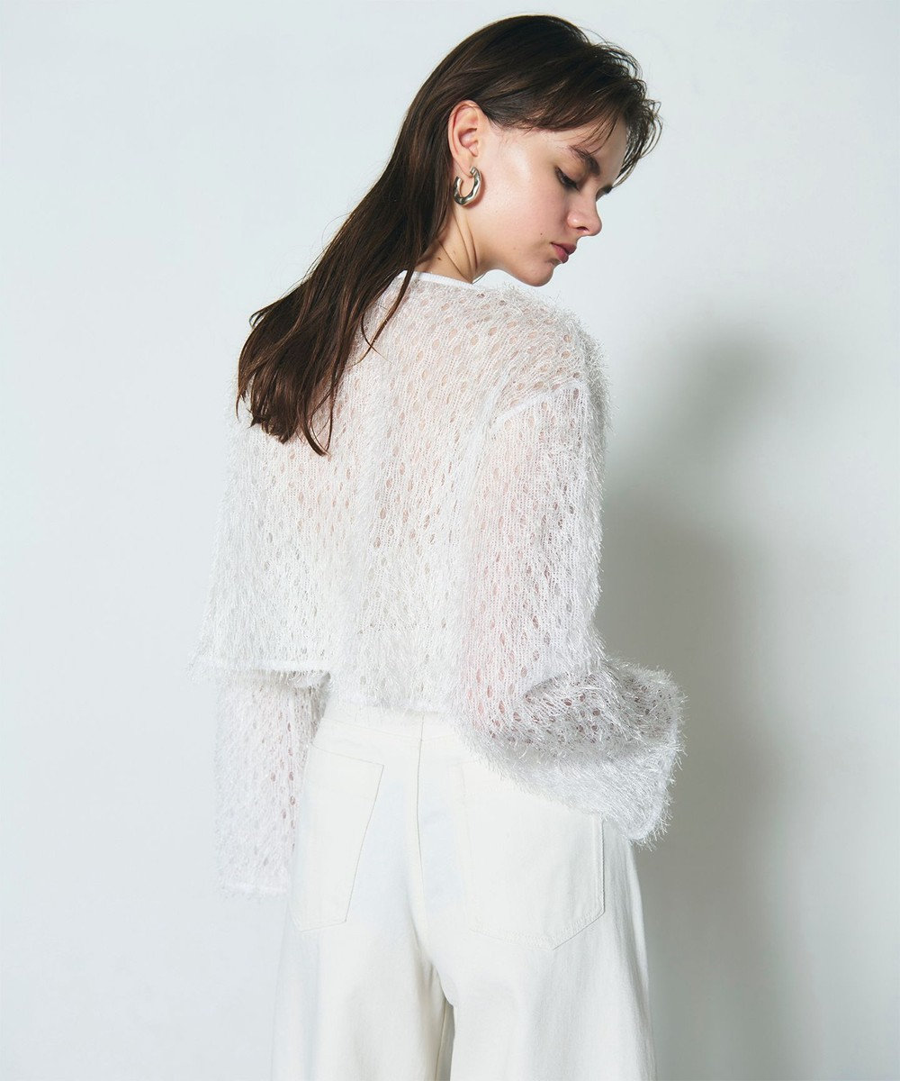 GRACE CONTINENTAL ラメフリンジカットトップ