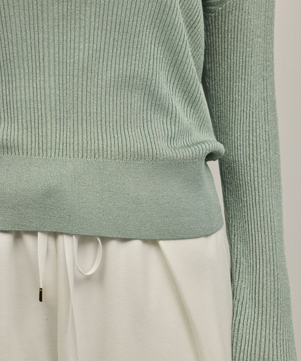 GRACE CONTINENTAL ラメリブクルーニットトップ 