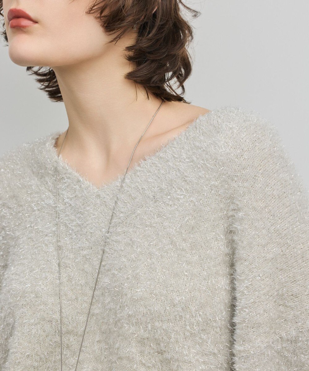 GRACE CONTINENTAL ラメフェザーニットトップ 