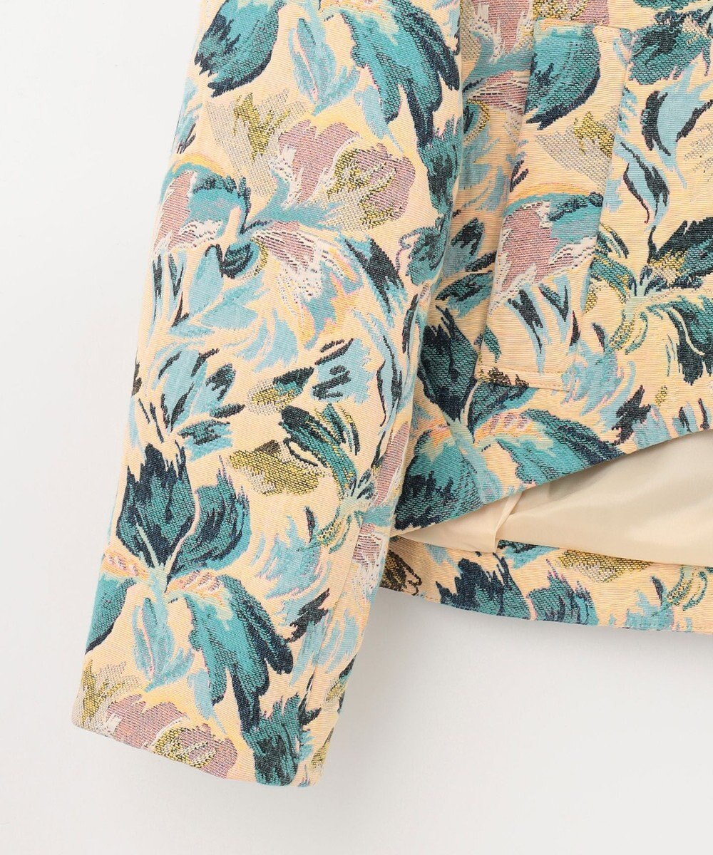 GRACE CONTINENTAL フラワージャガードノーカラージャケット 