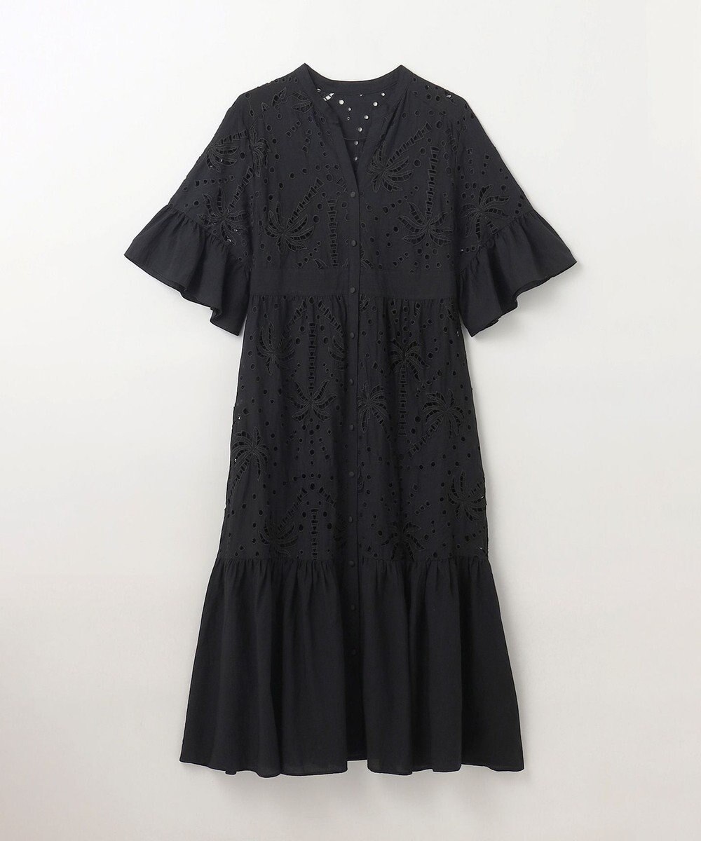 GRACE CONTINENTAL ヤシ柄カットワークワンピース 