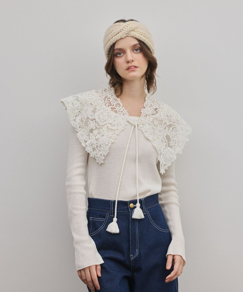 GRACE CONTINENTAL タッセル付レースカラー 