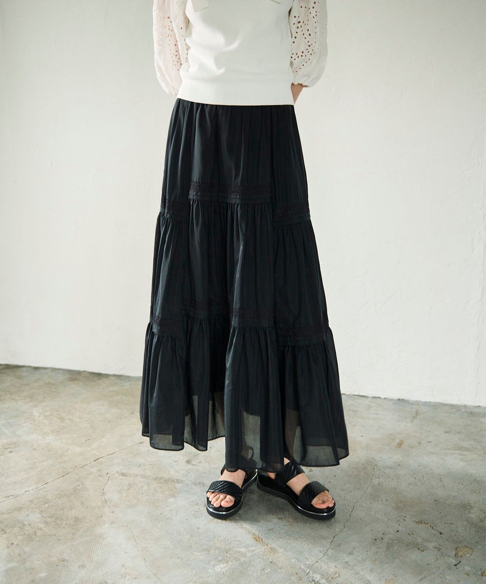 GRACE CONTINENTAL ギャザーレースロングスカート