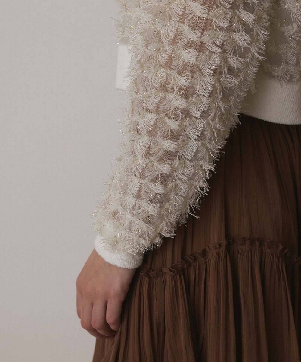 GRACE CONTINENTAL フリンジニットzipカーディガン 